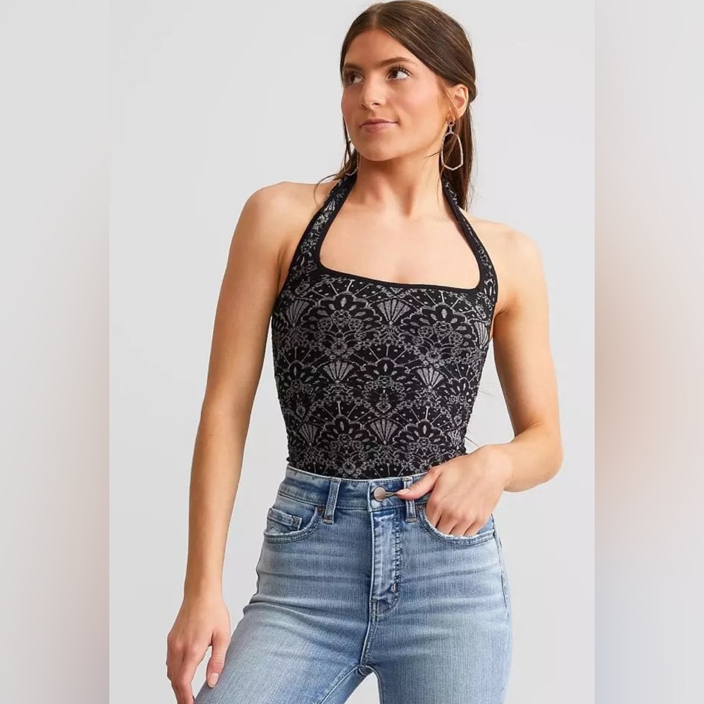 NWT Free People With Love Halter Bodysuit in Color: Black Size XS/S